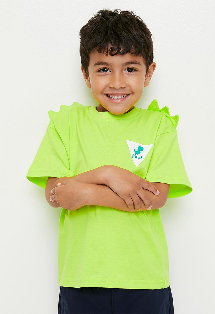 Pop Candy - Tee with 3D dino spikes - bright green 