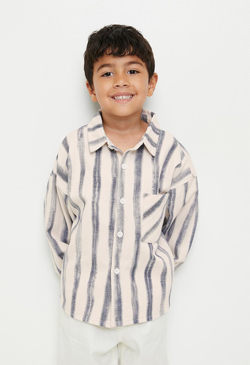 Pop Candy - Brushstroke striped shirt - blue/neutral