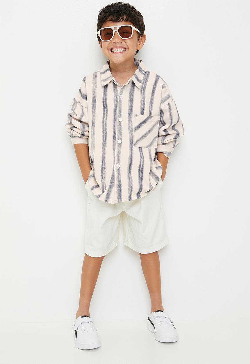 Pop Candy - Brushstroke striped shirt - blue/neutral