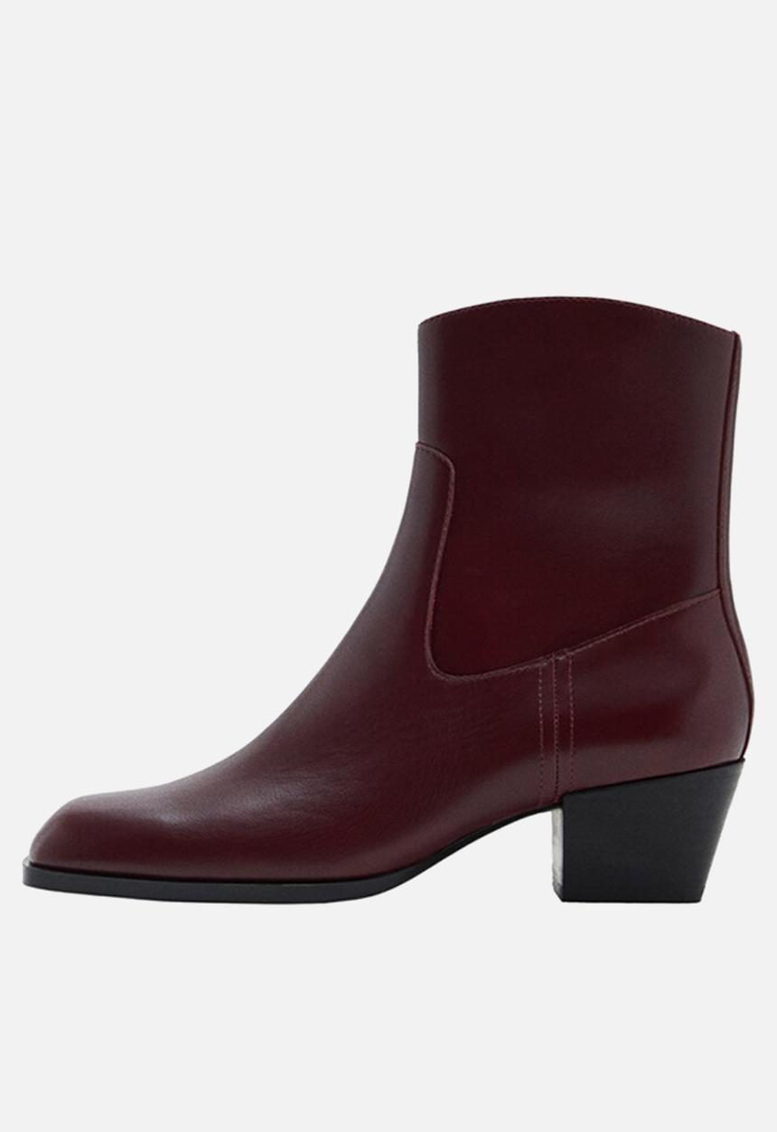MANGO - Cowe leather boot - dark red