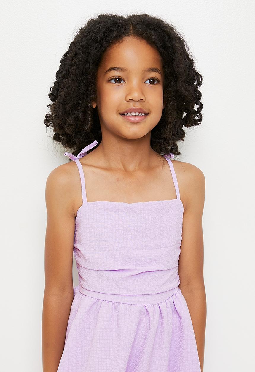 Pop Candy - Shirred back dress with layered skirt - light purple