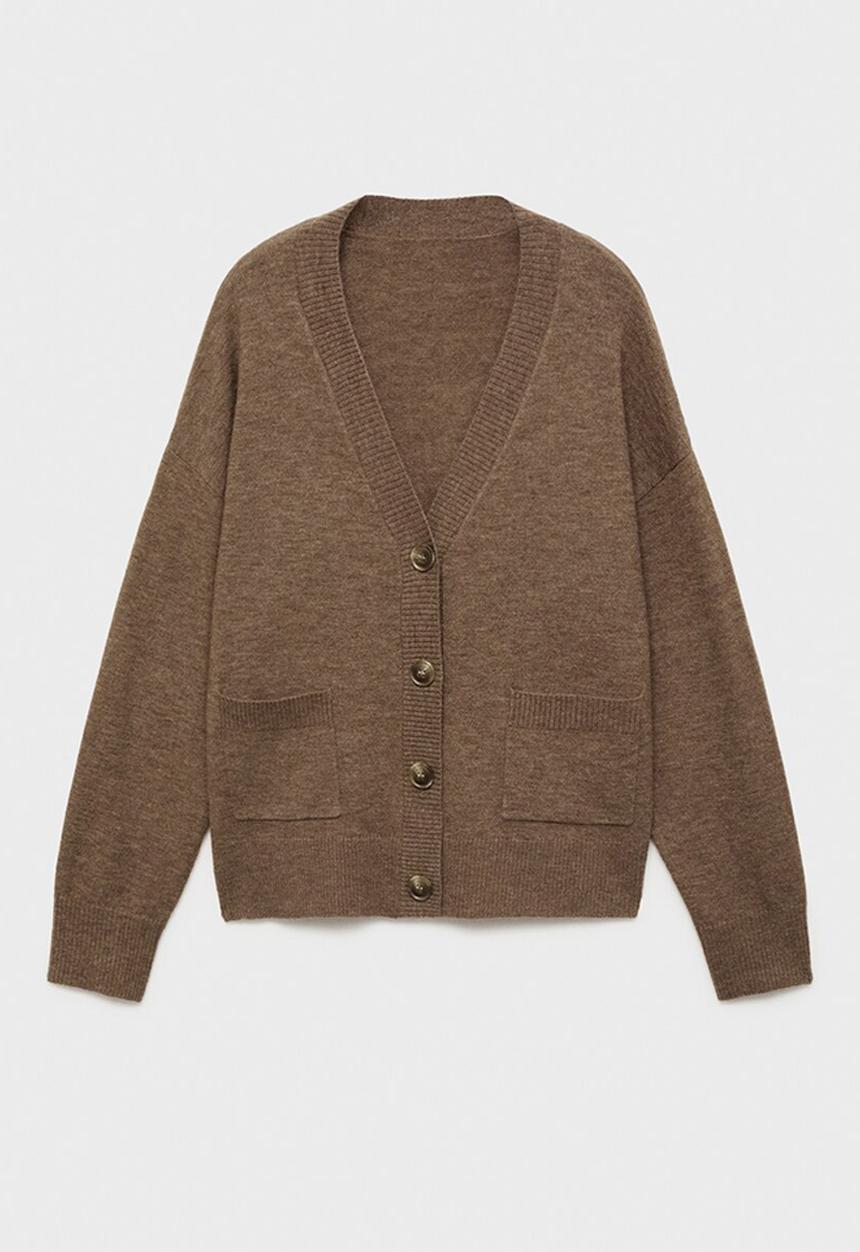 MANGO - Cardigan nekko - medium brown
