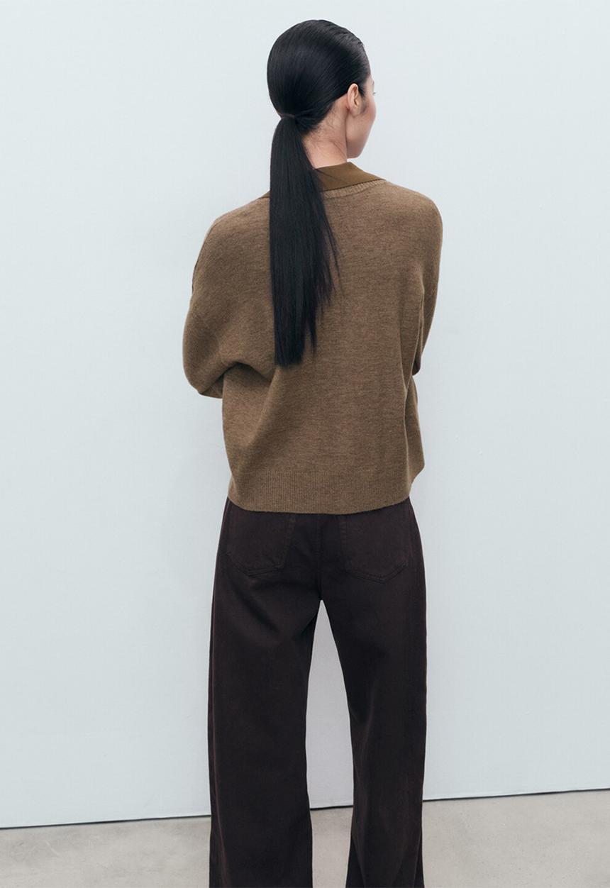 MANGO - Cardigan nekko - medium brown
