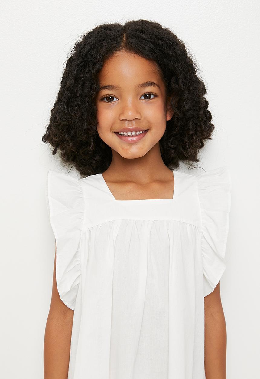 Pop Candy - Baby doll with ruffle sleeves - white