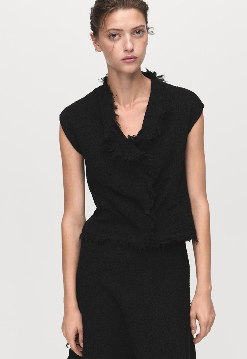 MANGO - Skirt fringes - black