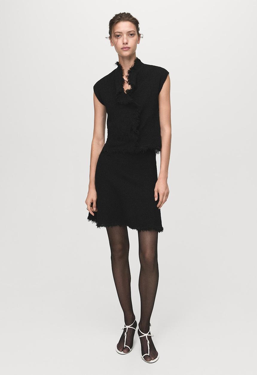 MANGO - Skirt fringes - black