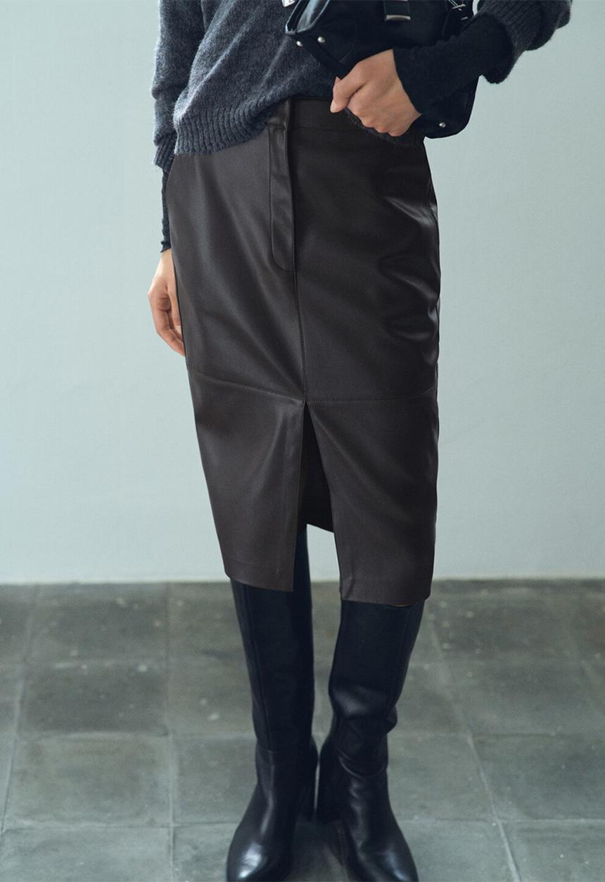 MANGO - Skirt pencil - dark brown