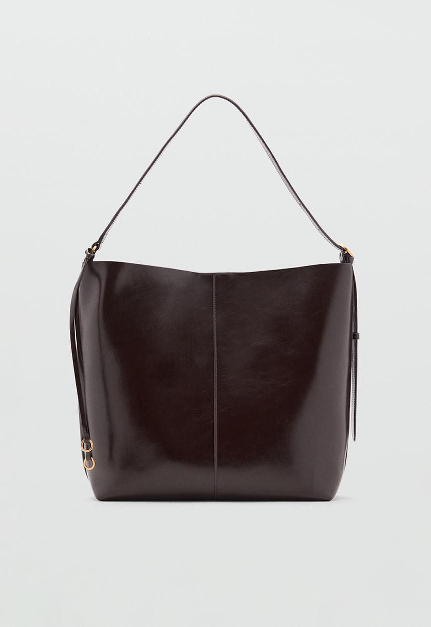 MANGO - Antonia shoulder bag - dark brown