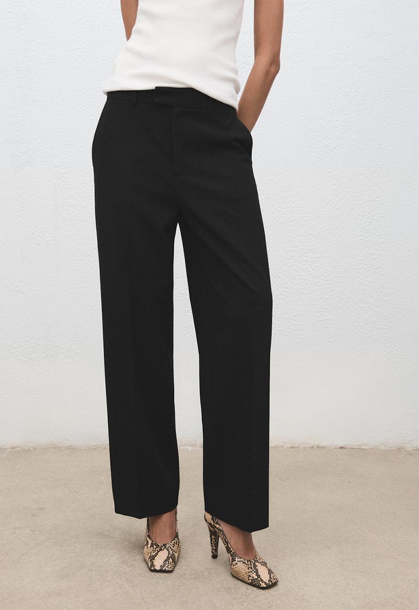 MANGO - Trousers pau - black
