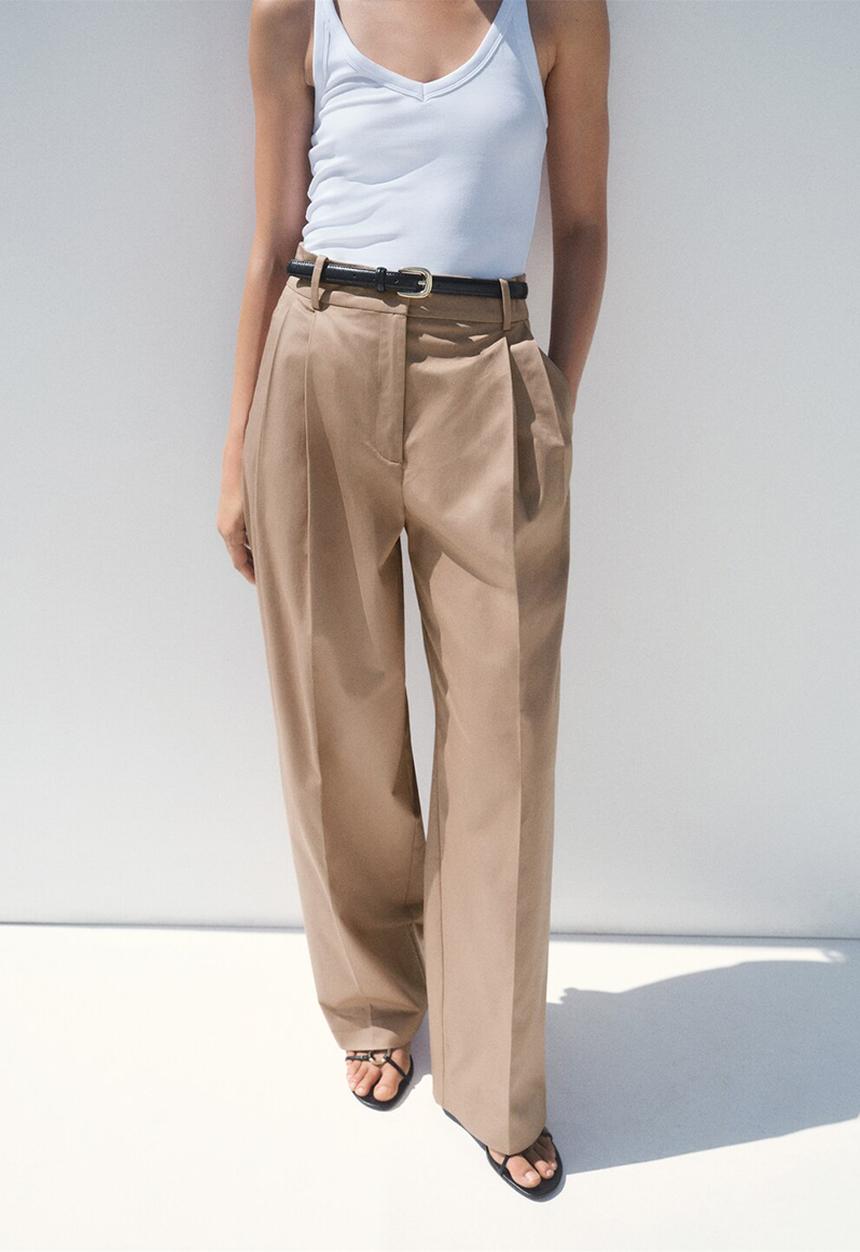 MANGO - Trousers Mila - Light Beige