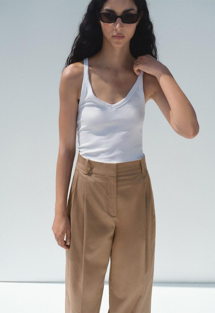 MANGO - Trousers Mila - Light Beige