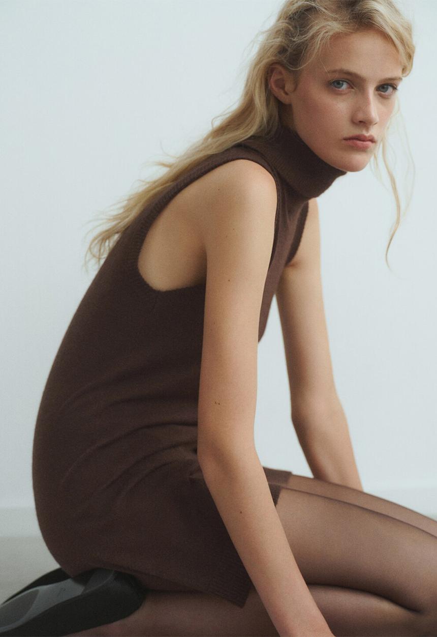 MANGO - Dress nekke - dark brown