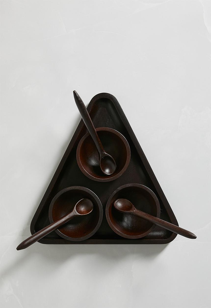 Sixth Floor - Wooden Tapas Bowls set of 3 - Dark Brown