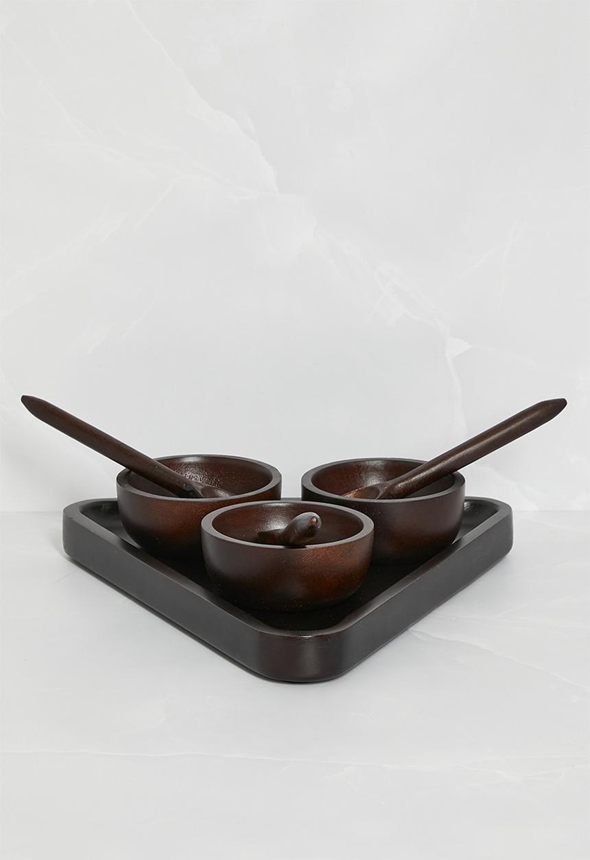 Sixth Floor - Wooden Tapas Bowls set of 3 - Dark Brown