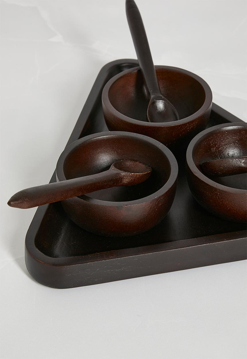 Sixth Floor - Wooden Tapas Bowls set of 3 - Dark Brown