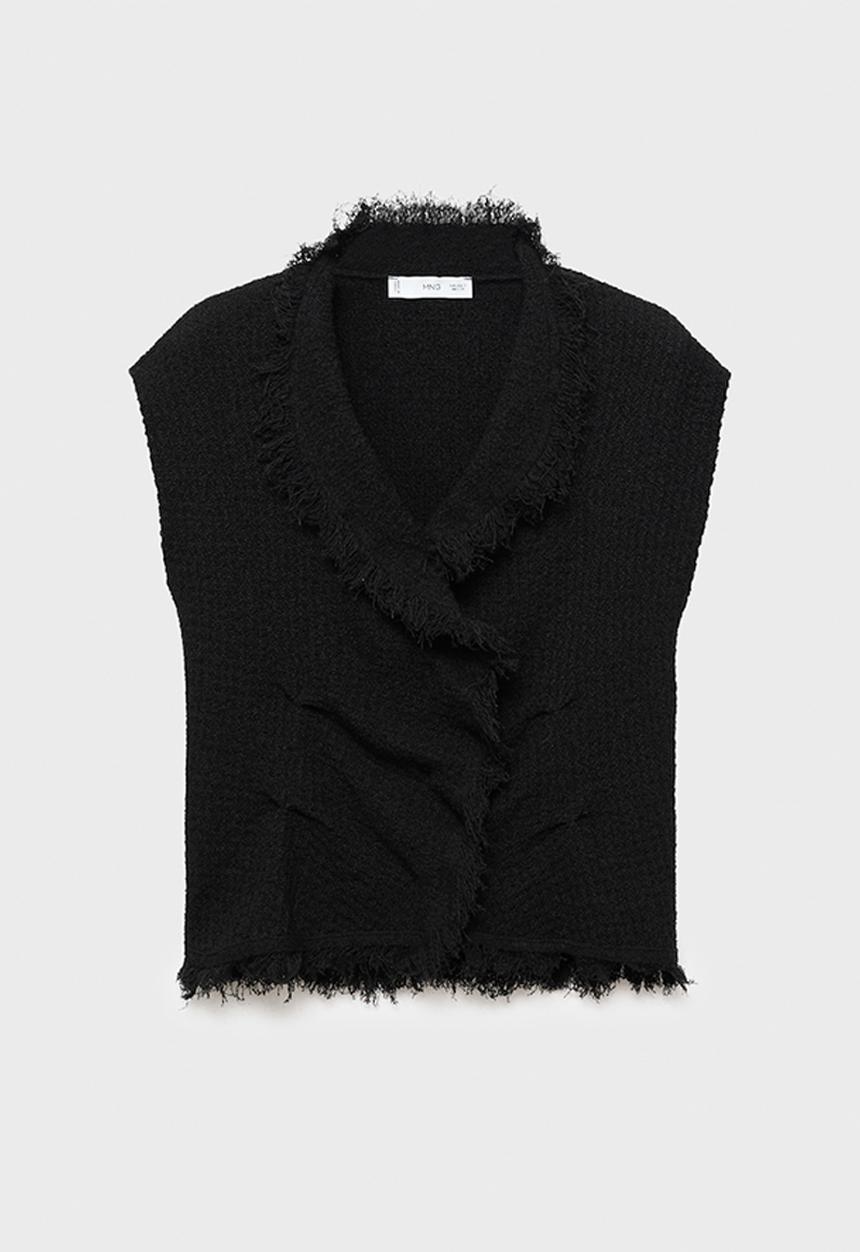 MANGO - Top fringes - black
