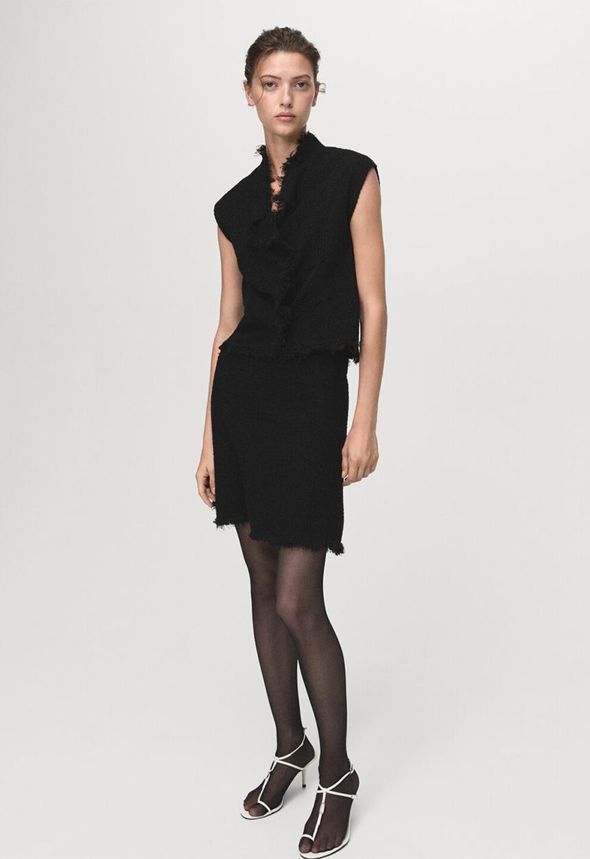 MANGO - Top fringes - black