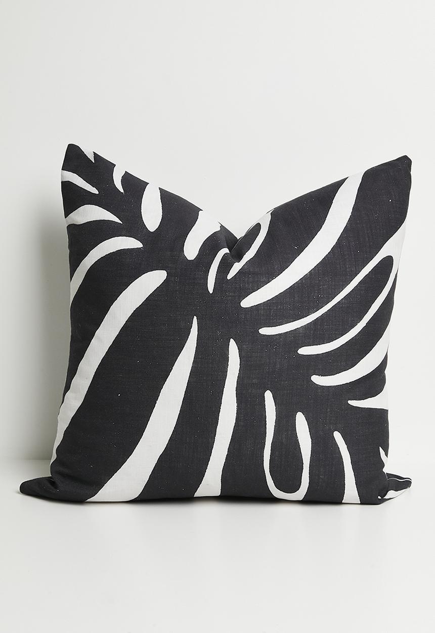 Sixth Floor - Coral printed cushion cover - black & white