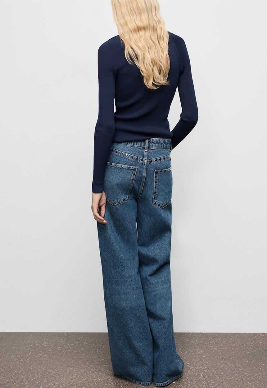 MANGO - Jeans studs - open blue