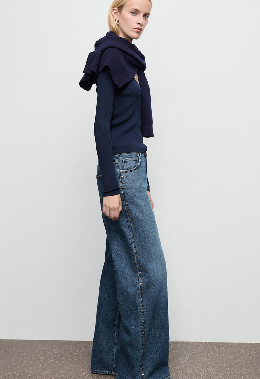 MANGO - Jeans studs - open blue