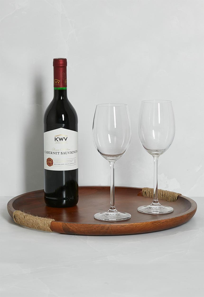 Sixth Floor - Round Wooden Drinks Tray - Natural