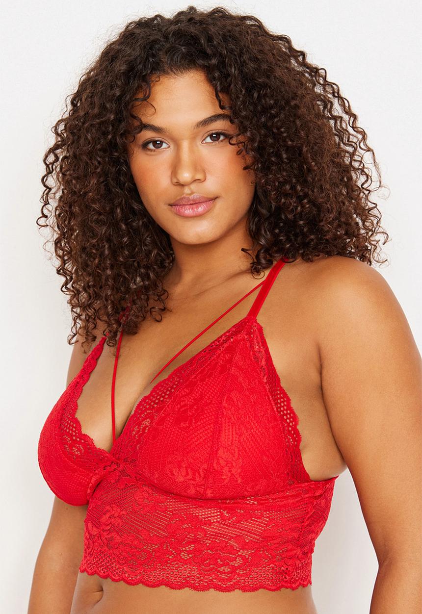 Trendyol - Plus size lace bustier - red