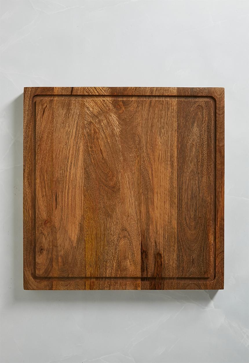 Square Wooden Butcher's Block - Dark Brown