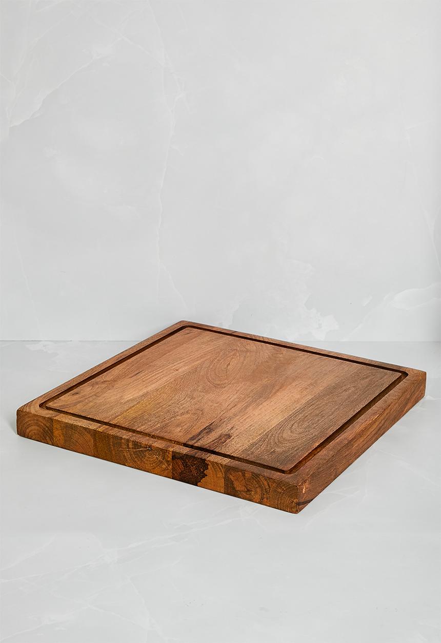 Square Wooden Butcher's Block - Dark Brown