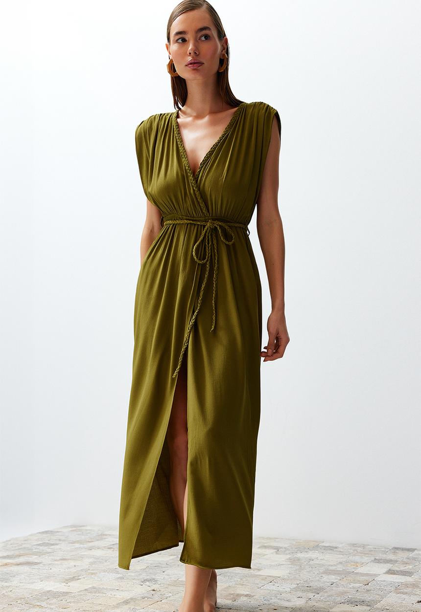 Trendyol - Midi Woven Dress - Green