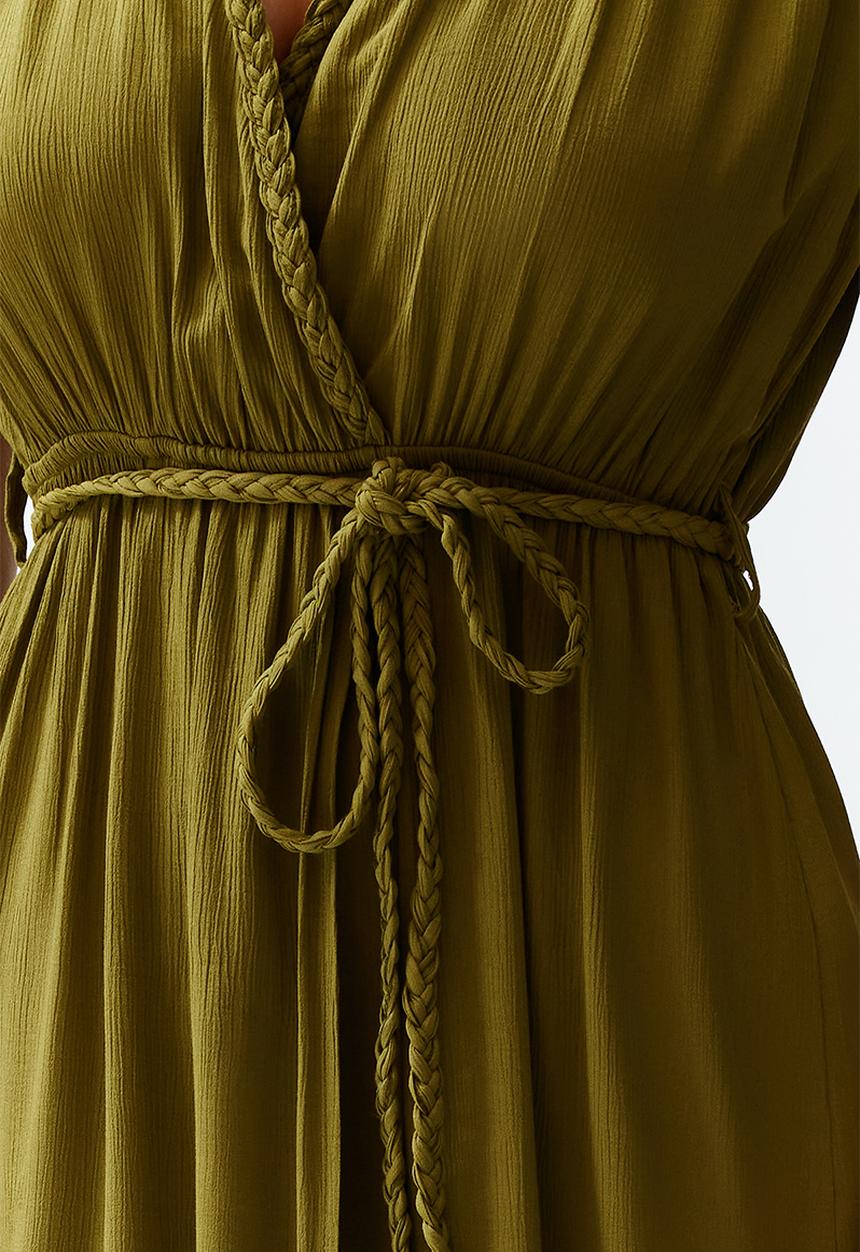 Trendyol - Midi Woven Dress - Green