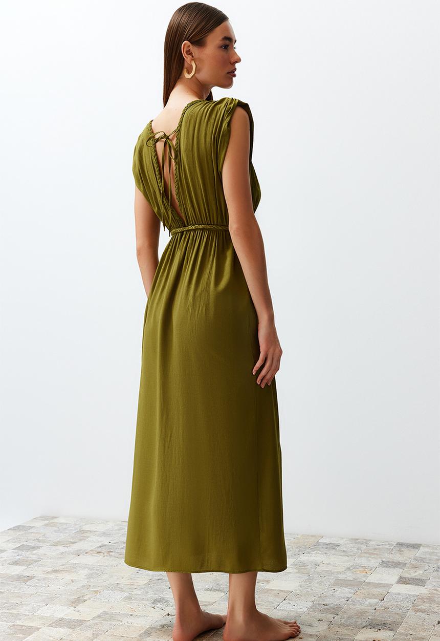 Trendyol - Midi Woven Dress - Green
