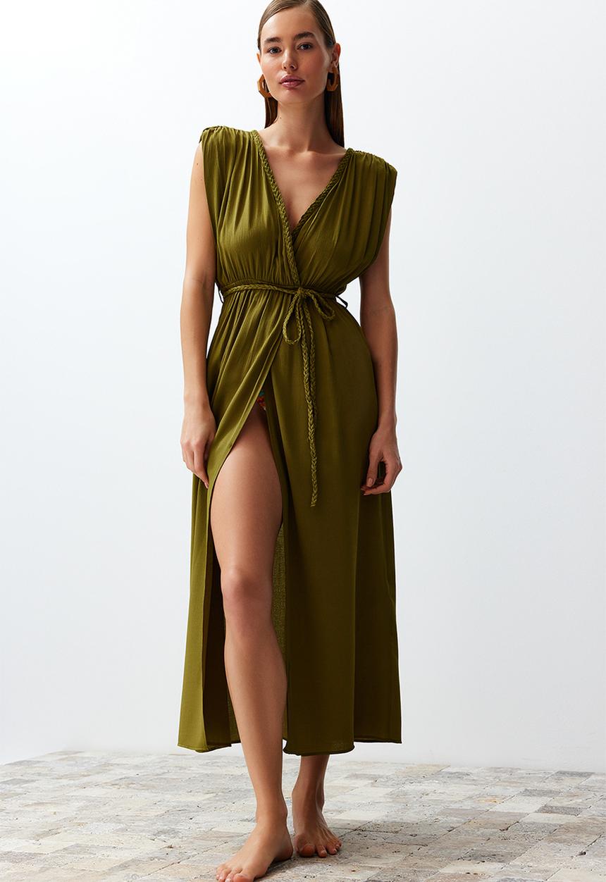 Trendyol - Midi Woven Dress - Green