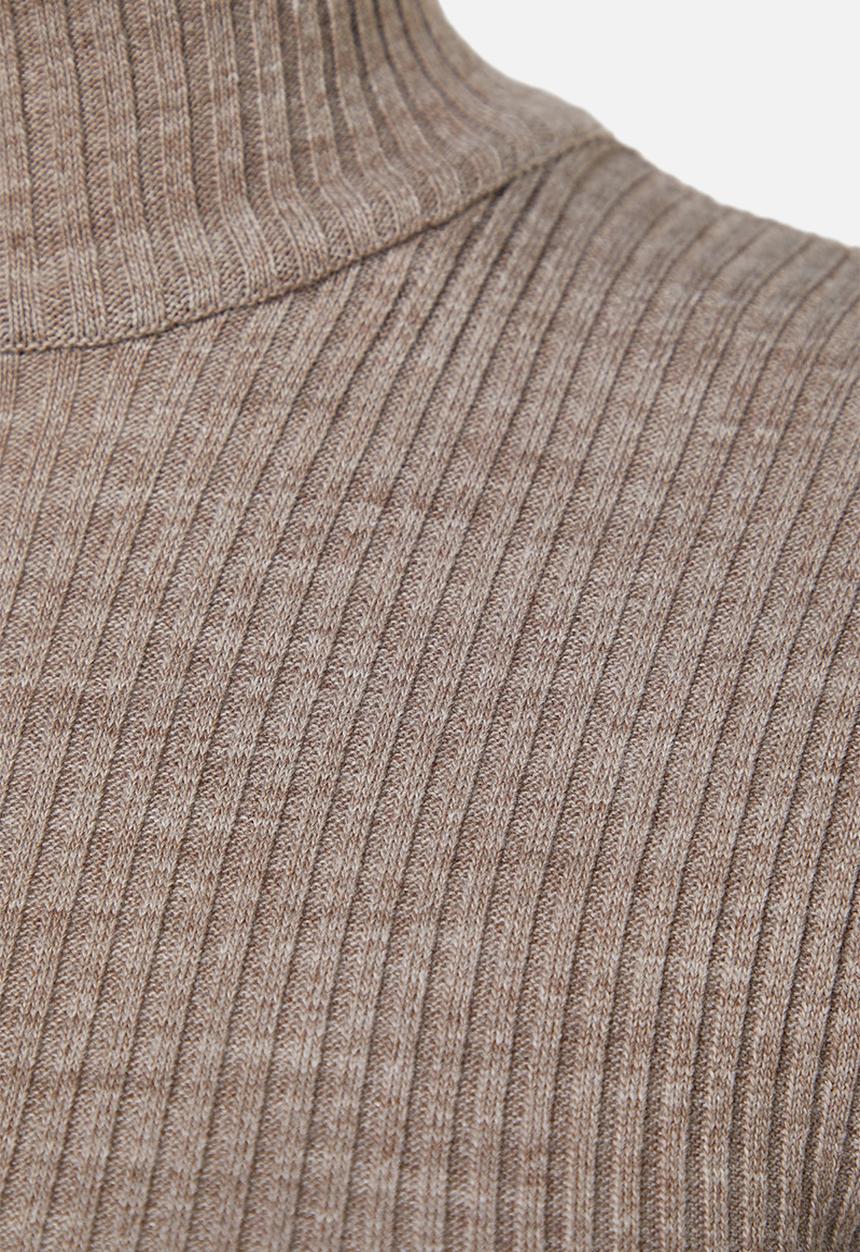 Trendyol - Mini Knit Bodycon High Neck Dress - Grey