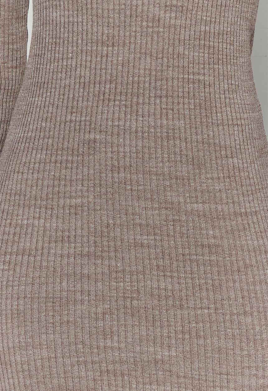 Trendyol - Mini Knit Bodycon High Neck Dress - Grey