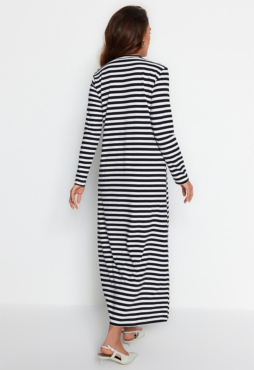 Trendyol - Maxi Striped Knit Dress - Black