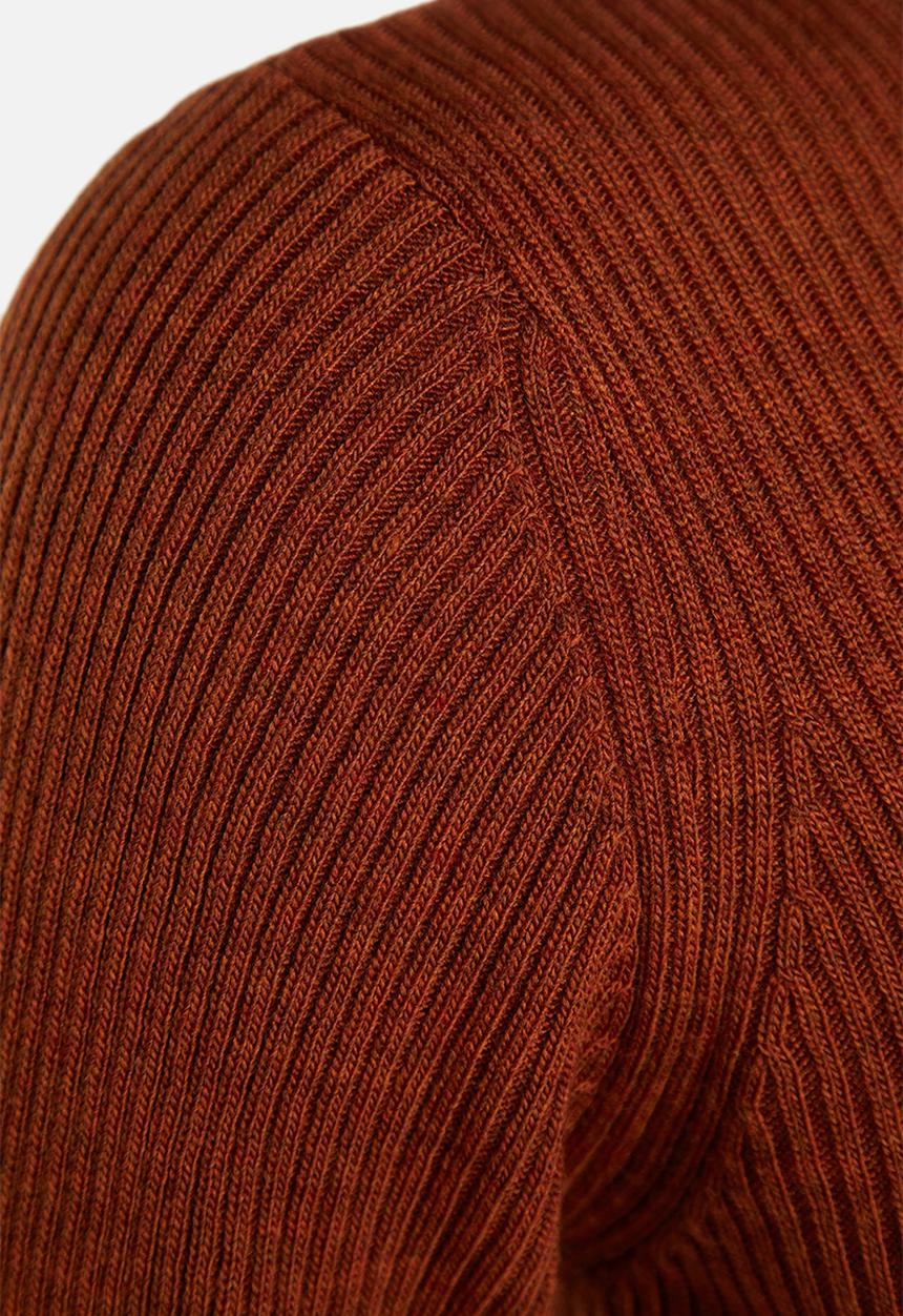 Trendyol - Midi Knit Tie Self Cloth Belt Dress - Copper Brown