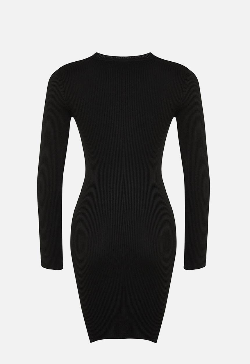 Trendyol - Mini Knit bodycon Cutout Dress - Black