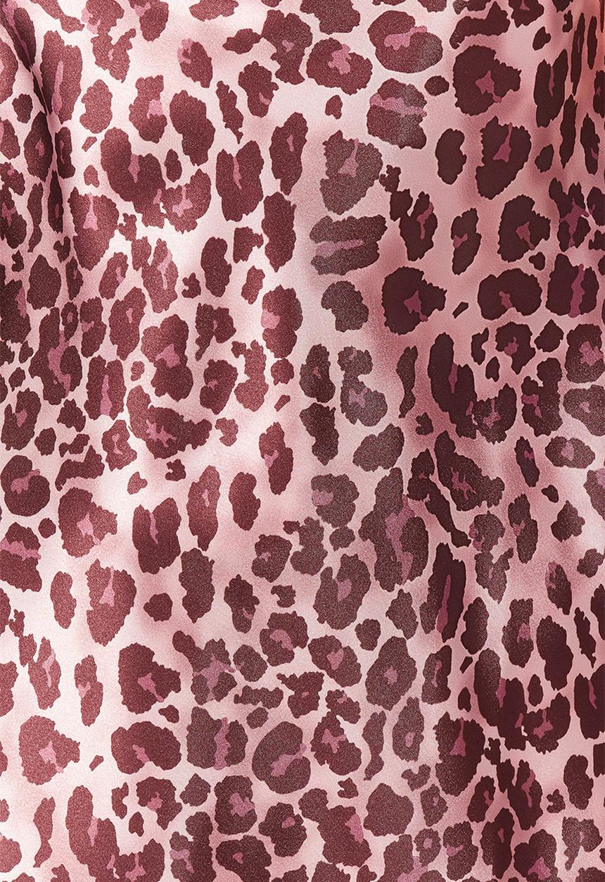 Trendyol - Leopard rope satin nightdress - pink-multicolor
