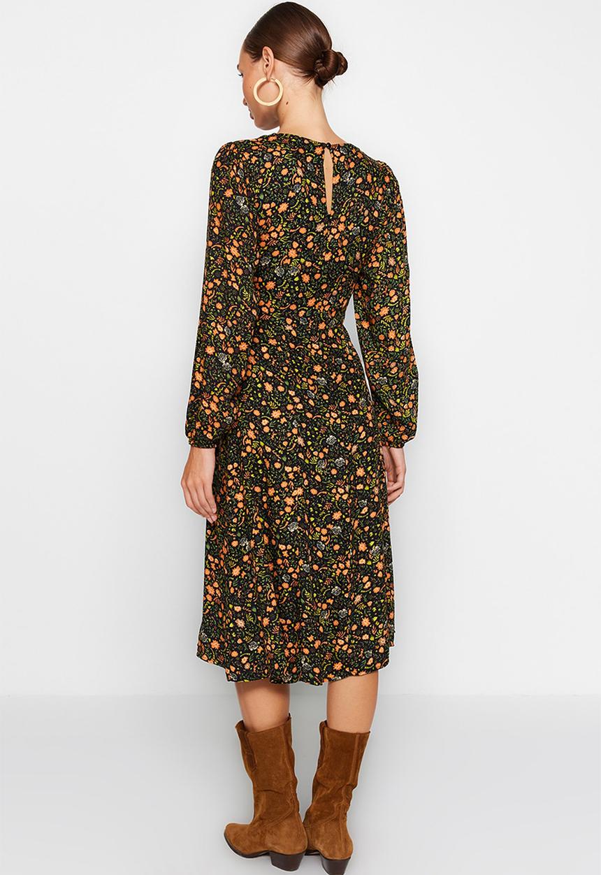 Trendyol - Midi Woven Dress - Floral Multi