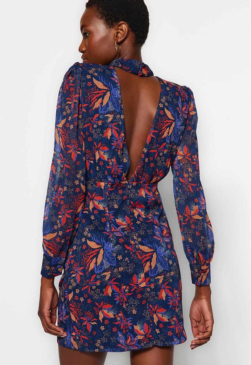 Trendyol - Mini Woven A line Open Back Dress - Multi