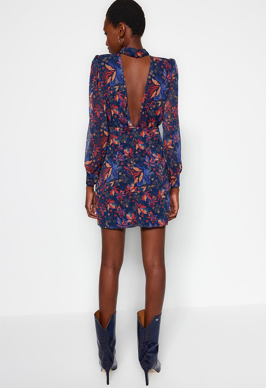 Trendyol - Mini Woven A line Open Back Dress - Multi