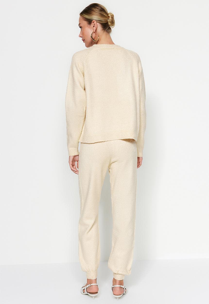 Trendyol - Button Detail Knitwear Bottom-Top Set - Stone