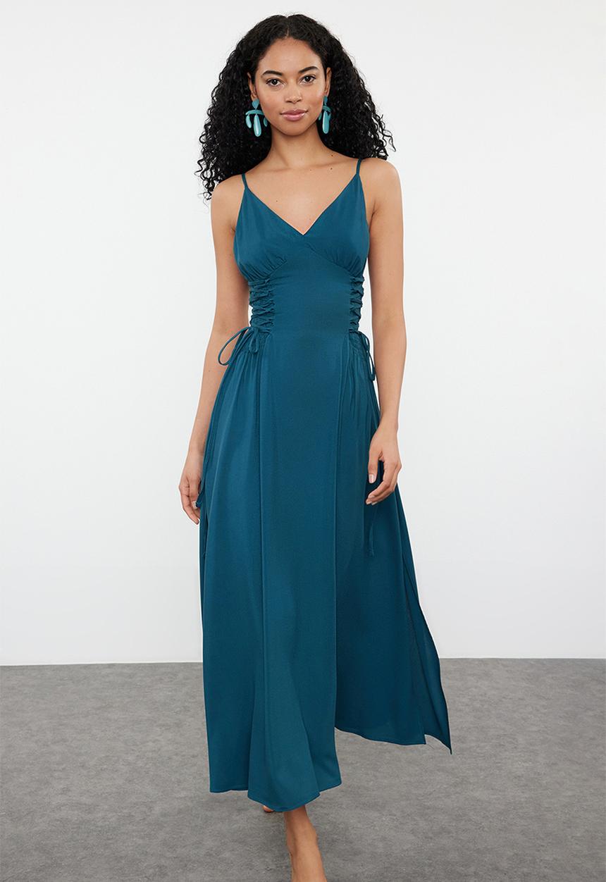 Trendyol - Maxi Aline Woven Dress - Navy Blue