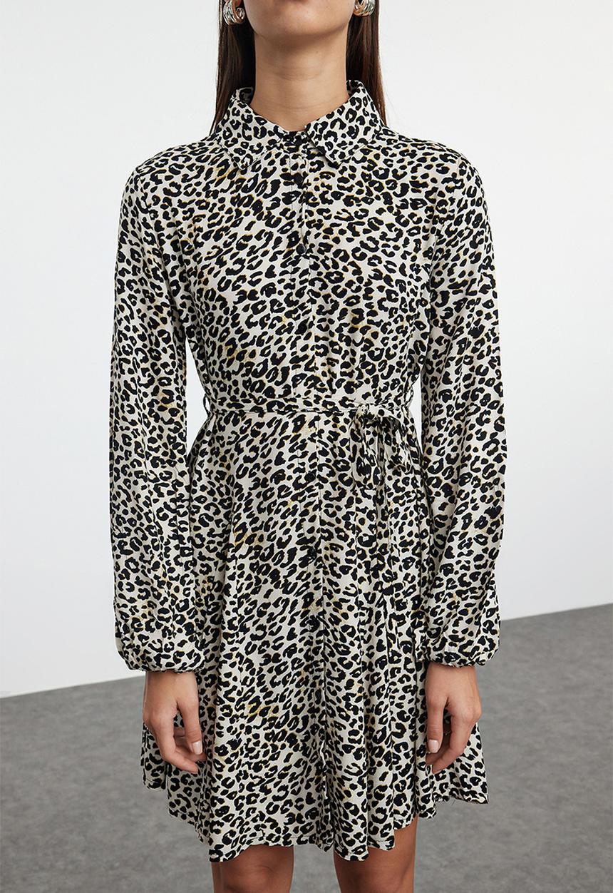 Trendyol - Mini Aline Woven Dress - Animal Multi