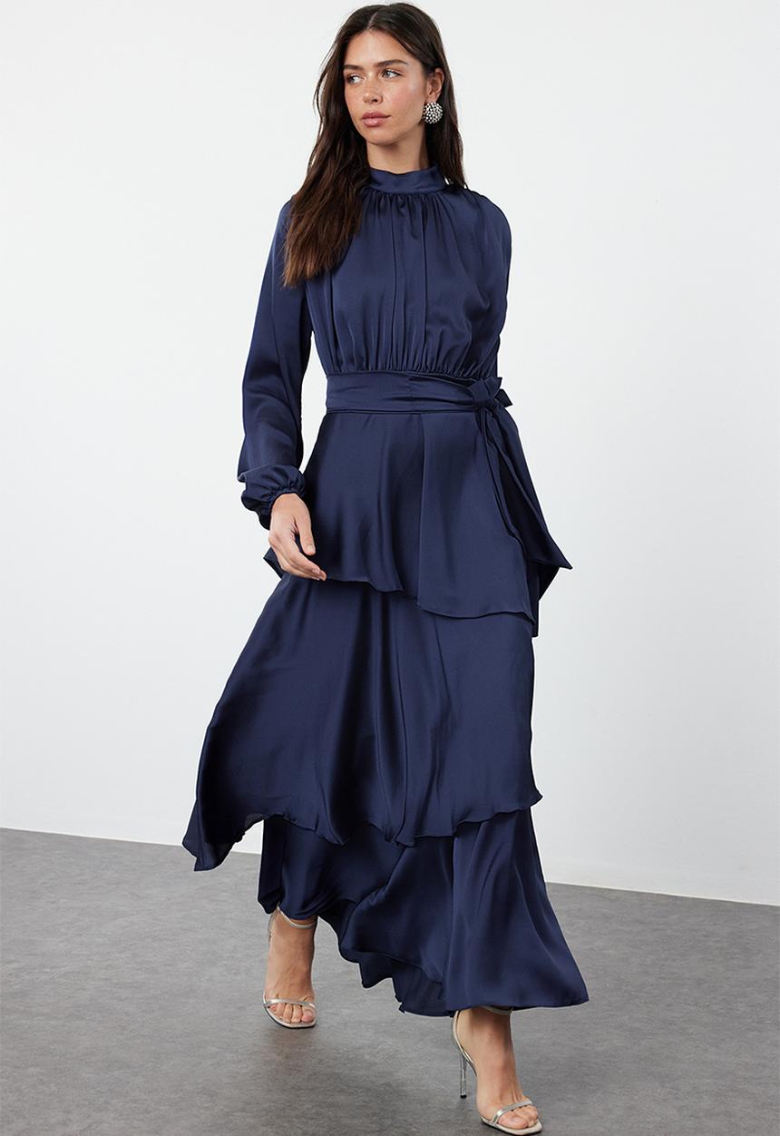 Trendyol - Maxi A line High Neck Woven Dress - Navy