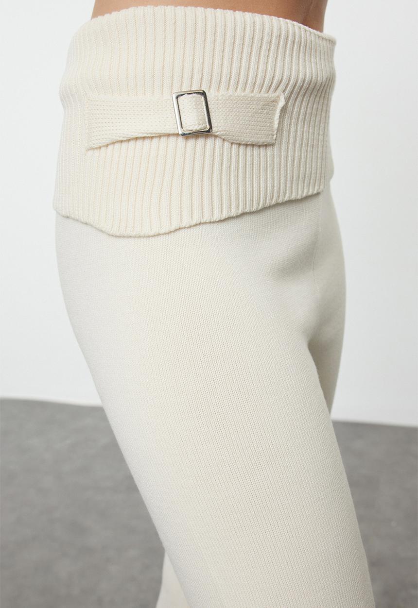 Trendyol - Special Thread Hooded Knitwear Bottom-Top Suit Set - Stone