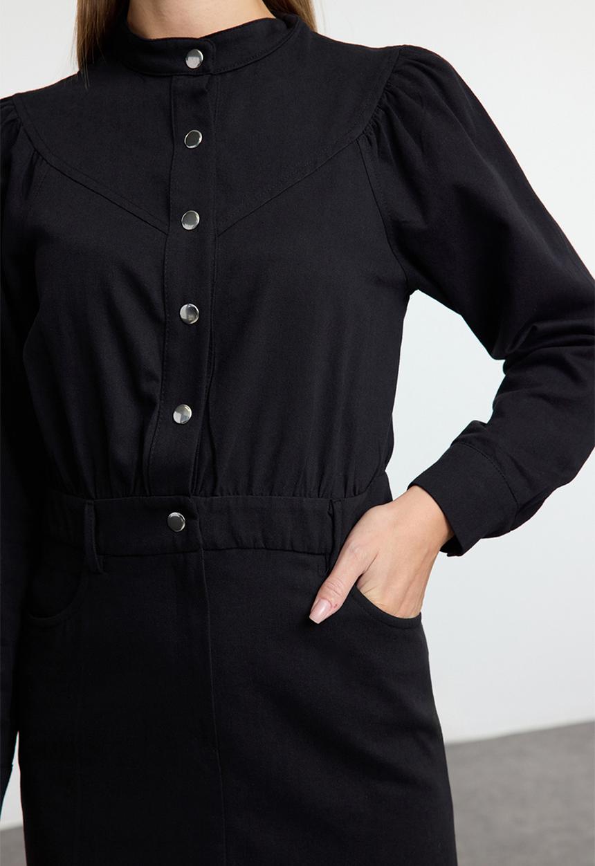Trendyol - Mini Woven Btn Dress - Black