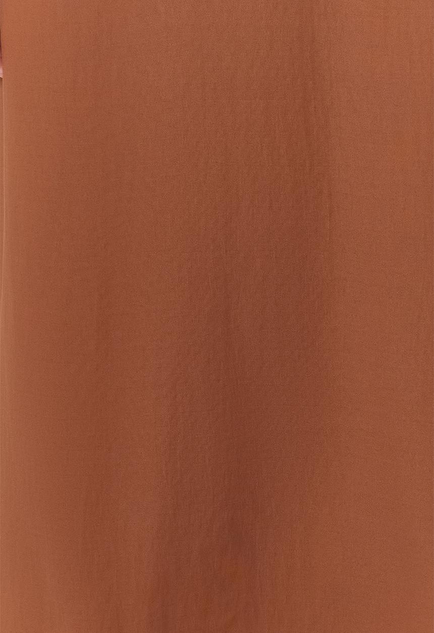 Trendyol - Midi Straight Cut Woven Snashed Dress - Brown