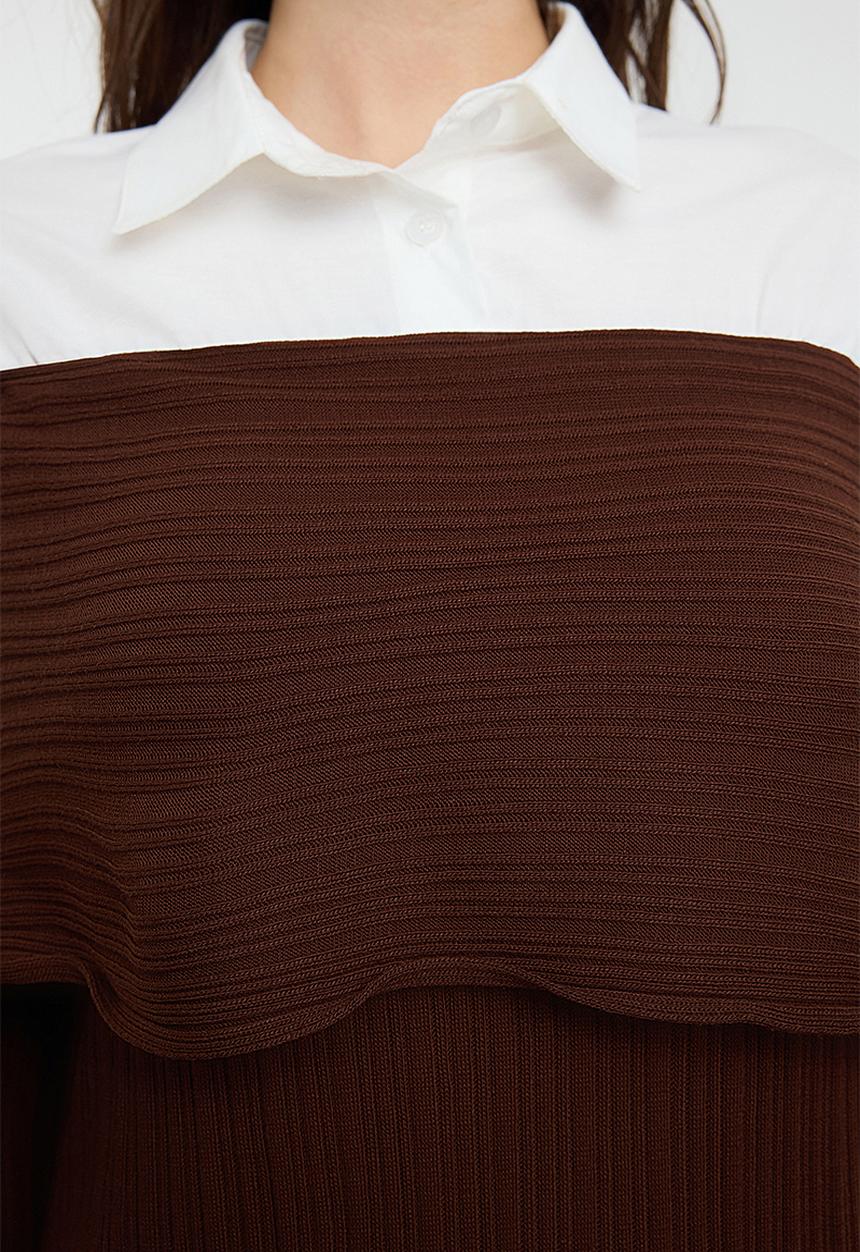Trendyol - Maxi knit Drop Shoulder Dress - Brown