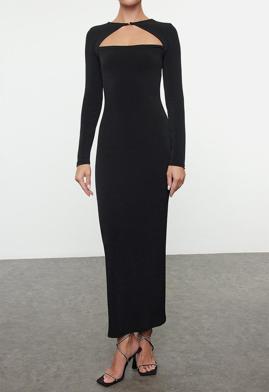 women's cream colored dress Knitted Midi – Rare London 08.04.2024 Sugar Women's Black Almond Color:Thyme